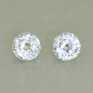 WhiteZircon round pair 7.0mm 4.02cts H zn5918