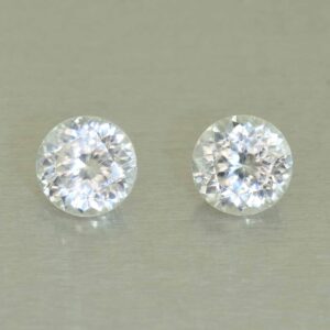 WhiteZircon round pair 7.0mm 4.14cts H zn5869