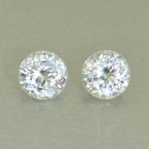 WhiteZircon round pair 7.5mm 4.75cts H zn5871
