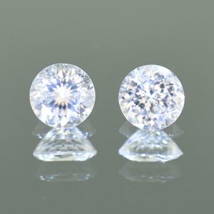WhiteZircon round pair 7.5mm 4.81cts H zn1844 SOLD