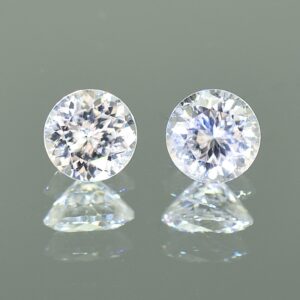 WhiteZircon round pair 7.5mm 5.04cts H zn1835 SOLD