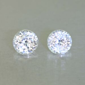 WhiteZircon round pair 8.1 8.0mm 6.14cts H zn7045 SOLD