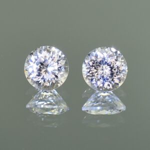 WhiteZircon round pair 8.5mm 7.29cts H zn642 SOLD
