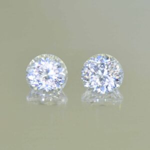 WhiteZircon round pair 8.8mm 8.37cts H zn5650 SOLD