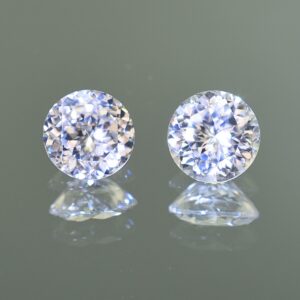 WhiteZircon round pair 9.0mm 7.56cts H zn1847 SOLD