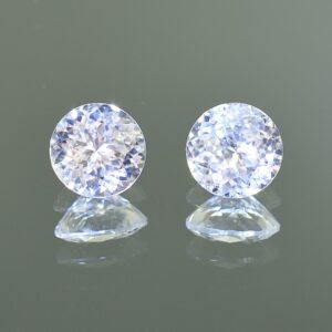 WhiteZircon round pair 9.0mm 7.91cts H a zn1842 SOLD