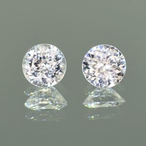 WhiteZircon round pair 9.0mm 8.06cts H zn1843 SOLD