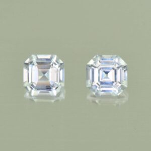 WhiteZircon sq eme cut pair 5.4mm 2.22cts H zn5597 SOLD