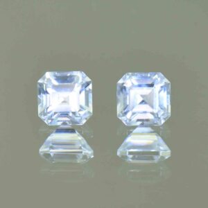 WhiteZircon sq eme cut pair 5.4mm 2.70cts H zn6688 SOLD