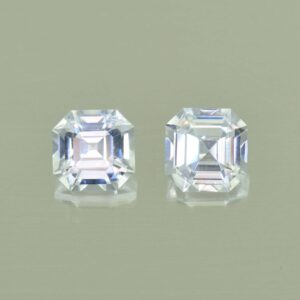 WhiteZircon sq eme cut pair 5.5mm 2.36cts H zn5598 SOLD