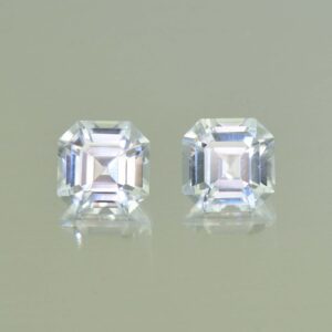 WhiteZircon sq eme cut pair 5.9mm 3.13cts H zn5599 SOLD