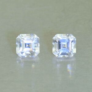 WhiteZircon sq eme cut pair 5.9mm 3.69cts H zn6691 SOLD