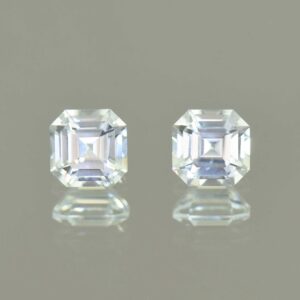 WhiteZircon sq eme cut pair 6.0mm 3.25cts H zn5685 SOLD
