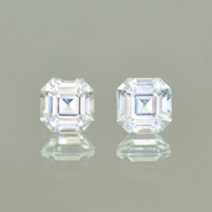 WhiteZircon sq eme cut pair 6.0mm 3.32cts H zn5627 SOLD