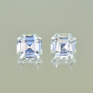 WhiteZircon sq eme cut pair 6.0mm 3.33cts H zn5628 SOLD