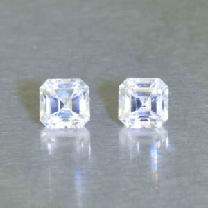 WhiteZircon sq eme cut pair 6.0mm 3.57cts H zn6693 SOLD