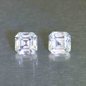 WhiteZircon sq eme cut pair 6.0mm 3.58cts H zn6694 SOLD