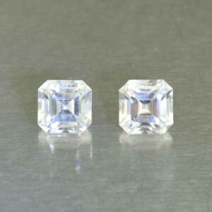 WhiteZircon sq eme cut pair 6.0mm 3.71cts H zn6697 SOLD