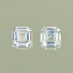 WhiteZircon sq eme cut pair 6.5mm 3.22cts H zn5601 SOLD