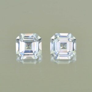 WhiteZircon sq eme cut pair 6.5mm 3.76cts H zn5602 SOLD