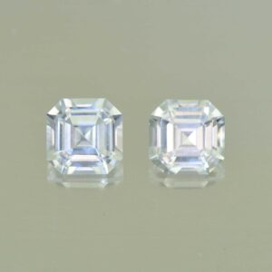 WhiteZircon sq eme cut pair 6.5mm 3.81cts H zn5603 SOLD