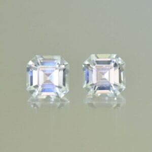 WhiteZircon sq eme cut pair 6.5mm 3.98cts H zn5604 SOLD