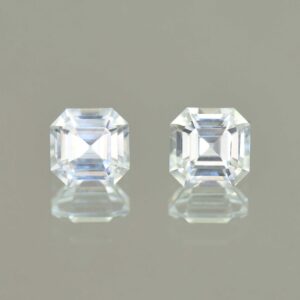 WhiteZircon sq eme cut pair 6.5mm 3.99cts H zn5689 SOLD