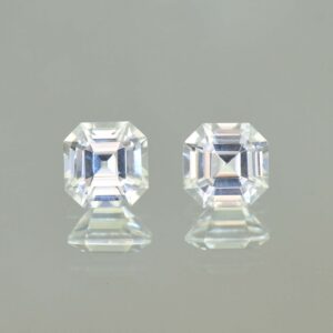 WhiteZircon sq eme cut pair 6.5mm 4.03cts H zn5629 SOLD
