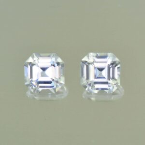 WhiteZircon sq eme cut pair 6.5mm 4.08cts H zn5605 SOLD