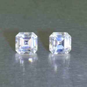 WhiteZircon sq eme cut pair 6.5mm 4.47cts H zn6700 SOLD