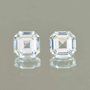 WhiteZircon sq eme cut pair 7.0mm 4.42cts H zn5694 SOLD