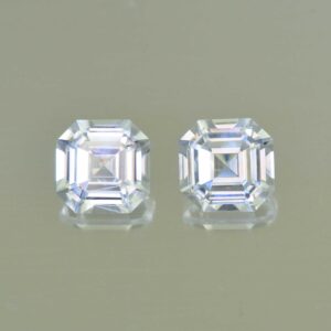 WhiteZircon sq eme cut pair 7.0mm 4.63cts H zn5606 SOLD