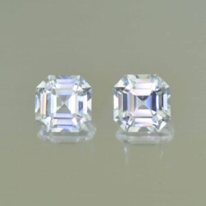 WhiteZircon sq eme cut pair 7.0mm 4.97cts H zn5607 SOLD