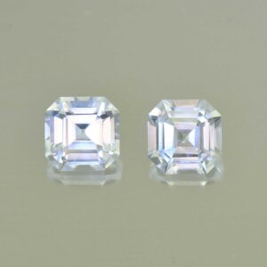 WhiteZircon sq eme cut pair 7.0mm 5.01cts H zn5608 SOLD