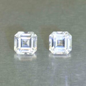 WhiteZircon sq eme cut pair 7.0mm 5.25cts H zn6705 SOLD
