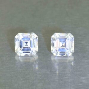 WhiteZircon sq eme cut pair 7.0mm 5.50cts H zn6706 SOLD