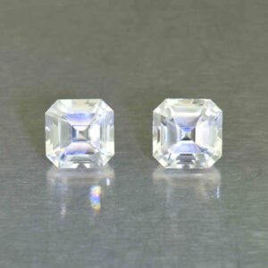 WhiteZircon sq eme cut pair 7.0mm 5.72cts H zn6707 SOLD