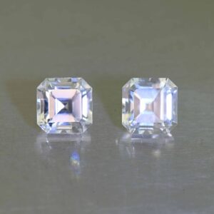 WhiteZircon sq eme cut pair 8.0mm 8.56cts H zn7053 scaled 1 SOLD