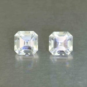 WhiteZircon sq eme cut pair 8.5mm 9.80cts H zn6715 SOLD