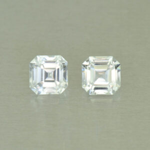 WhiteZircon sq eme pair 6.0mm 3.24cts H zn5287