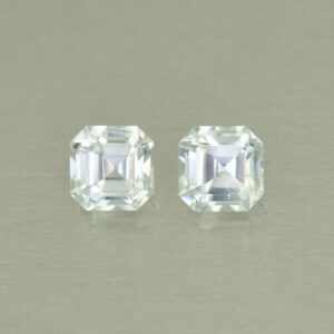 WhiteZircon sq eme pair 6.5mm 4.26cts H zn5288 SOLD