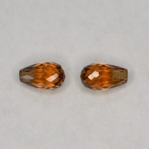 YellowOrangeZircon briolette pair 7.0x4.0mm 2.95cts N zn2838