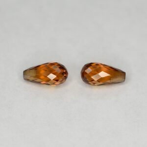 YellowOrangeZircon briolette pair 8.0x4.0mm 3.09cts N zn2839