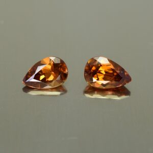 YellowOrangeZircon pearshape pair 8.5x5.5mm 3.34cts N zn1608 SOLD