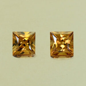 YellowOrangeZircon princess pair 5.0mm 1.83cts N zn7894