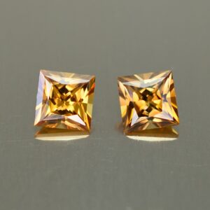 YellowOrangeZircon princess pair 5.0mm 1.84cts N zn2818