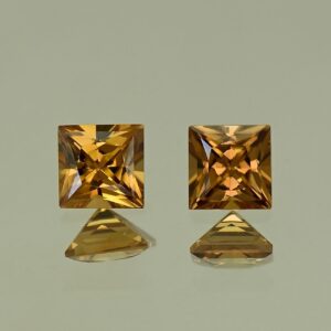 YellowOrangeZircon princess pair 5.0mm 1.85cts N zn4245
