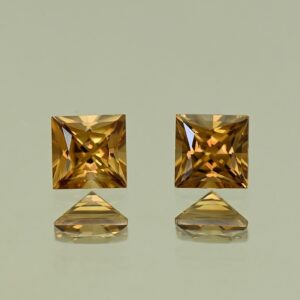 YellowOrangeZircon princess pair 5.0mm 1.86cts N zn4237