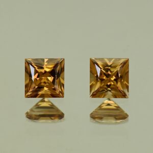 YellowOrangeZircon princess pair 5.0mm 1.92cts N zn4243