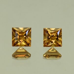 YellowOrangeZircon princess pair 5.0mm 1.95cts N zn7895